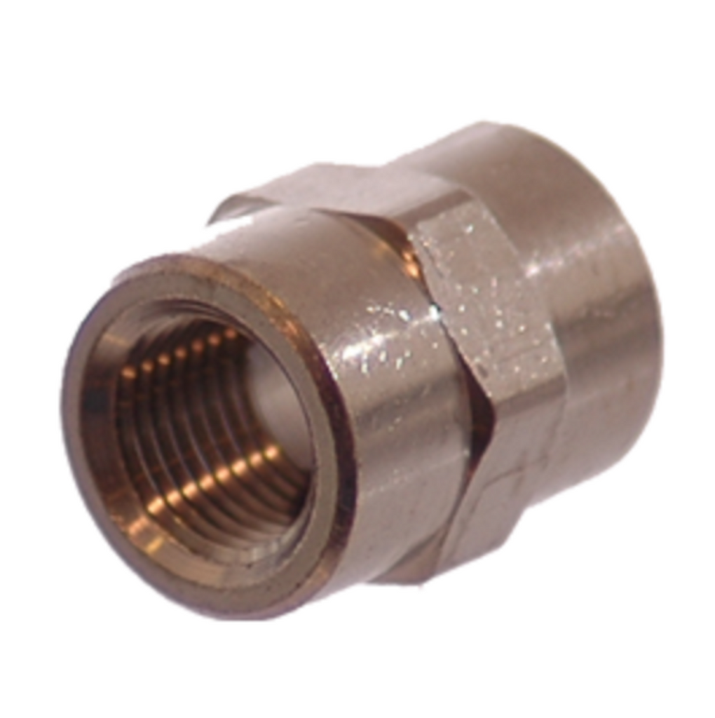 1/8 NPT Female To 1/8 NPT Female Brass Coupler- Finish: Nickel - fittings - Air Fittings - Palmers Pursuit Shop